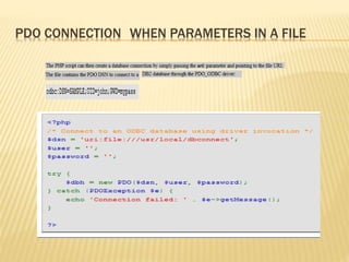 PDO CONNECTION WHEN PARAMETERS IN A FILE
 