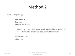 Method 2
4/21/2021
2.0 _ Passing and Returing an array
to_from a function
55
 