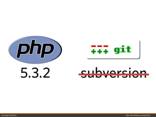 5.3.2   subversion

Jornadas Symfony                 http://decharlas.uji.es/symfony
 