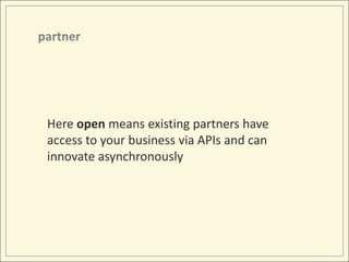 partnerHere open means existing partners have access to your business via APIs and can innovate asynchronously