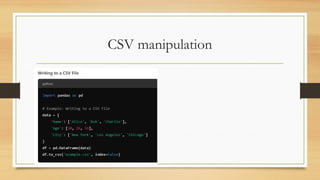CSV manipulation
 