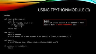 Python
def count_primes(max_n):
res = 0
for i in range(2, max_n + 1):
if is_prime(i):
res += 1
return res
def test():
max_...