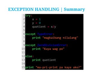EXCEPTION HANDLING | Summary

 