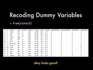 Recoding Dummy Variables
okay looks good!
 