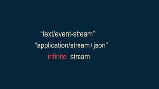 “text/event-stream”
“application/stream+json”
infinite stream
 