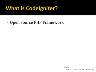 Introduction to CodeIgniter (RefreshAugusta, 20 May 2009)