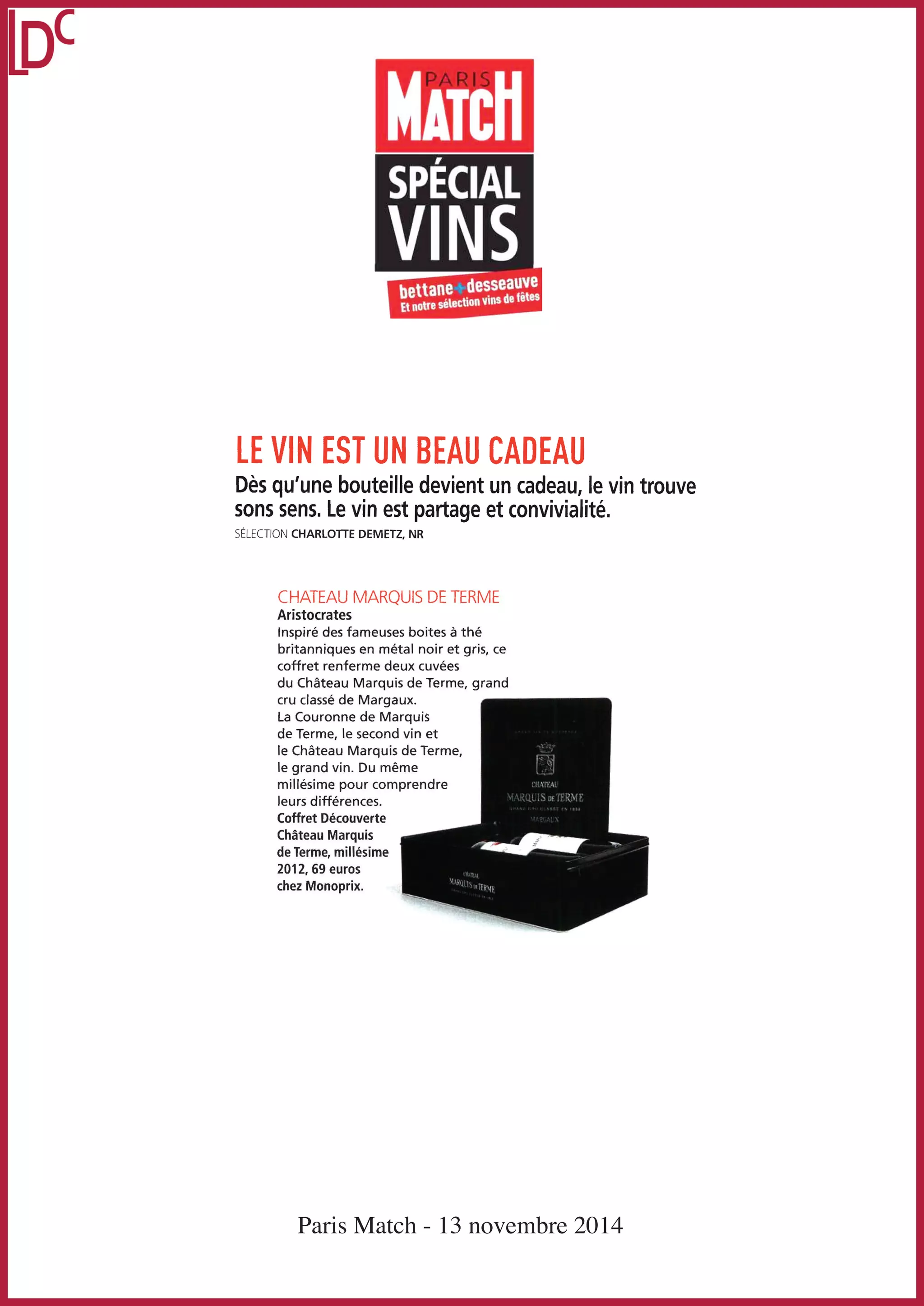 Paris Match - 13 novembre 2014 
 