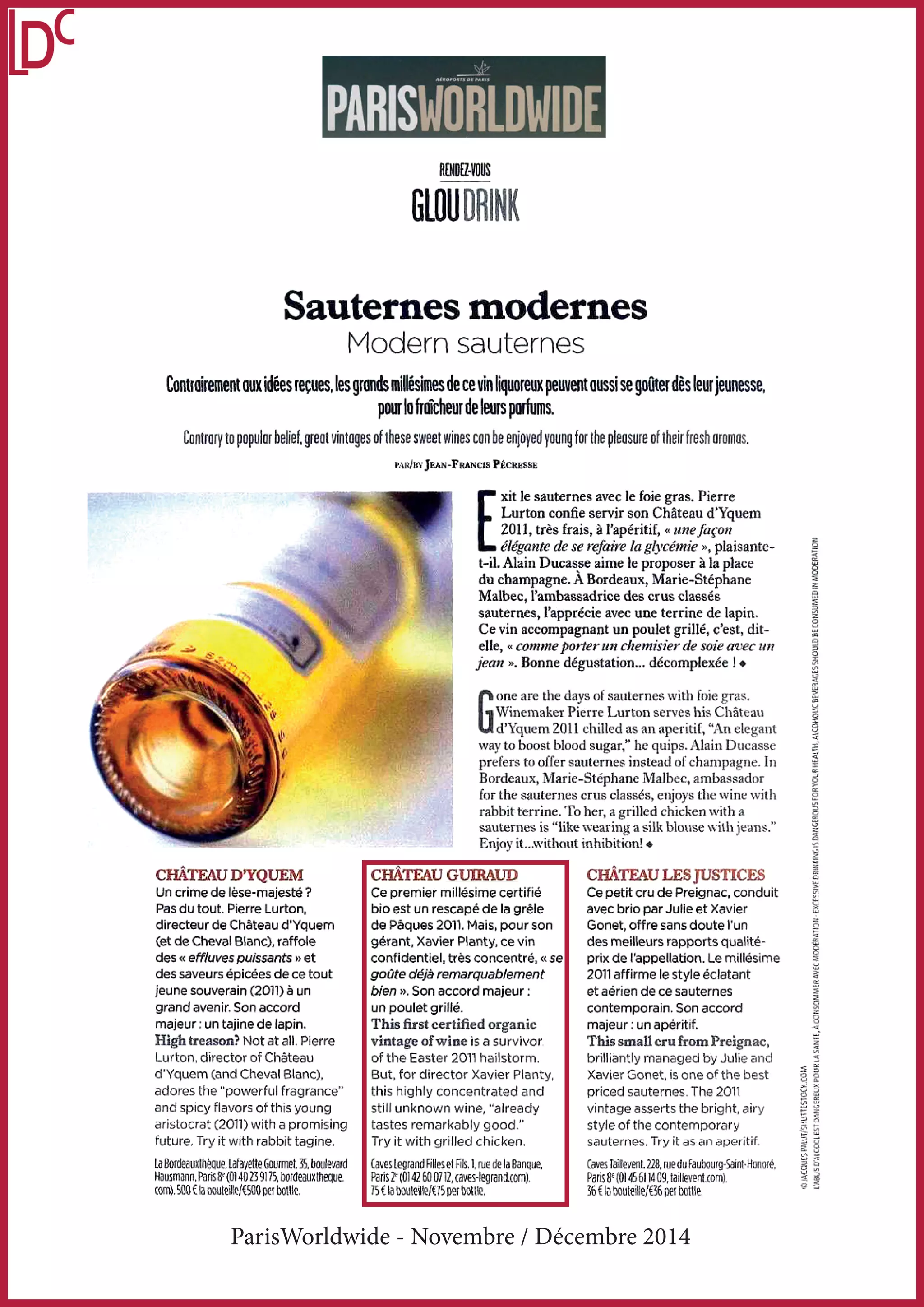 ParisWorldwide - Novembre / Décembre 2014 
 