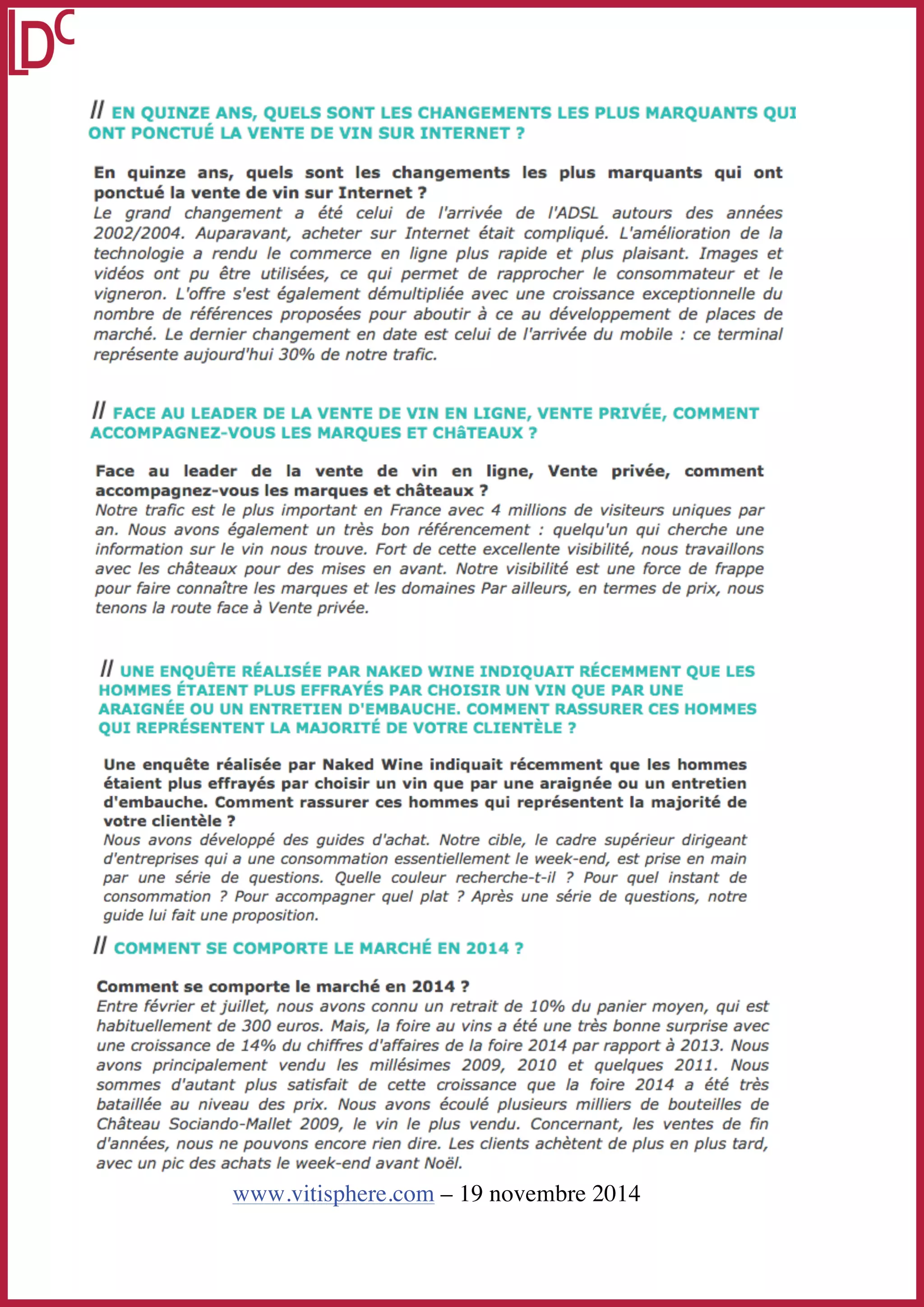 www.vitisphere.com – 19 novembre 2014 
 