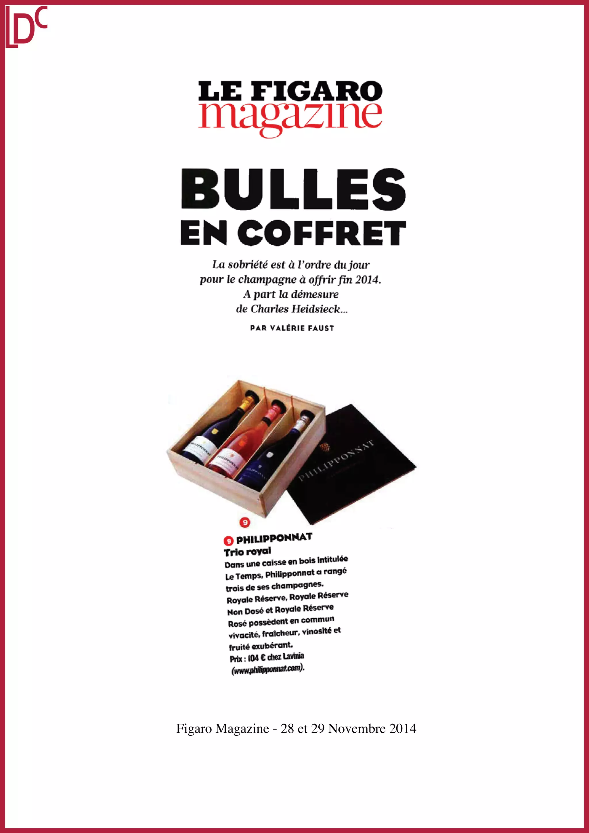 Figaro Magazine - 28 et 29 Novembre 2014 
 