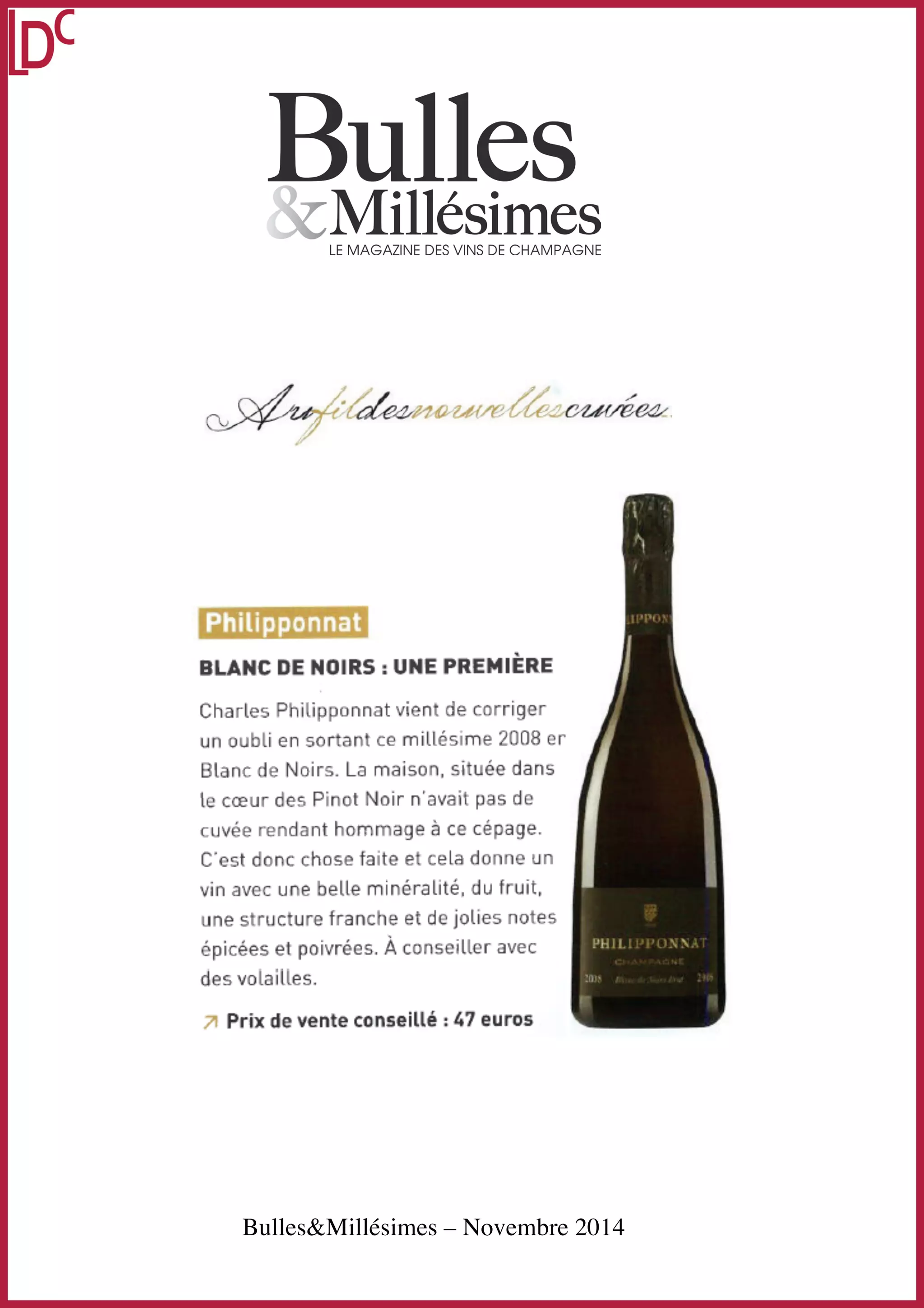 Bulles&Millésimes – Novembre 2014 
