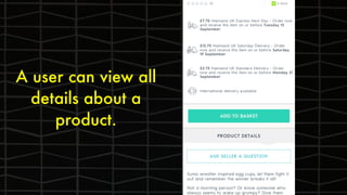 A user can view all
details about a
product.
 