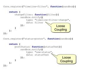 The application core tells a module when
it should initialize and when it should shutdown
                                 flickr.com/photos/bootbearwdc/20817093/
                                 flickr.com/photos/bootbearwdc/20810695/
 