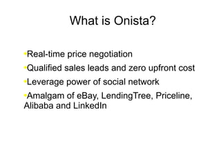 What is Onista? Real-time price negotiation 
