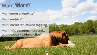 Want more endpoints?
Want metrics?
Want easier structured logging?
Want VCL counters + secondly
aggregation + a higher SLA?
Want More?
 