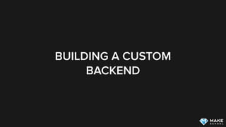 Client
Server
DB
getUsers:
HTTP Request
GET http://myApp/Users
function getUsers {
return db.user.find()
}
DB Request
User1
User2
User3
User4
HTTP Response
[
{
username: “Test1”,
age: 20
},
{
username: “Test2”,
age: 23
},
…
]
User
User
User
User
Parse into Objects
Client
DB
1
2
3
4
5
67
CLIENT- 
SERVER 
REQUEST
CYCLE
 