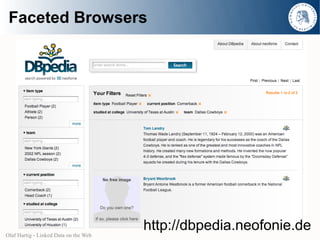 Faceted Browsers




Olaf Hartig - Linked Data on the Web
                                       http://dbpedia.neofonie.de
 