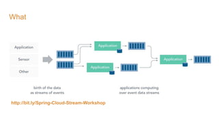 What
http://bit.ly/Spring-Cloud-Stream-Workshop
 