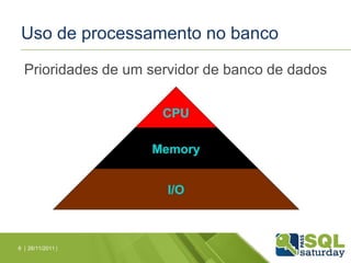 Uso de processamento no banco

  Prioridades de um servidor de banco de dados




6 | 26/11/2011 |
 