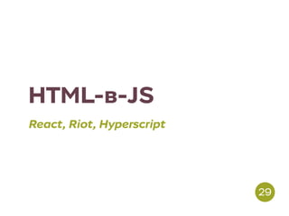 HTML-в-JS
React, Riot, Hyperscript
29
 