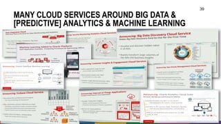 MANY CLOUD SERVICES AROUND BIG DATA &
[PREDICTIVE] ANALYTICS & MACHINE LEARNING
39
 