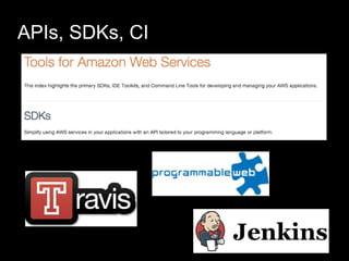 APIs, SDKs, CI

 