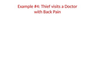 Example #4: Thief visits a Doctor
with Back Pain
 