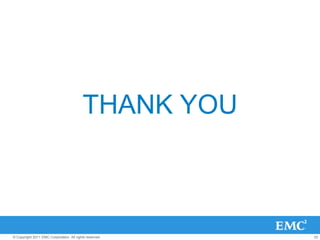 THANK YOU



© Copyright 2011 EMC Corporation. All rights reserved.   52
 