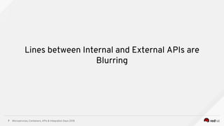 Microservices, Containers, APIs & Integration Days 2018
Lines between Internal and External APIs are
Blurring
7
 