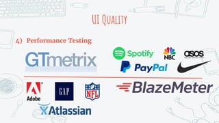 UI Quality
4) Performance Testing
 