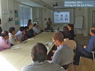 September 2011.
Kicking off the Sys B Team
 