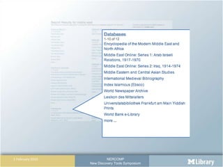 Information, Not Location: Putting the What in Front of the Where So  Patrons can Find When, Why and How
