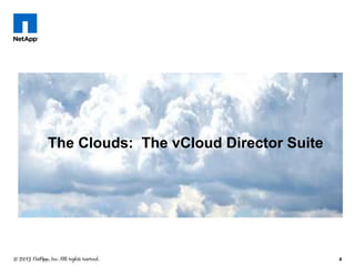 The Clouds: The vCloud Director Suite




                                        4
 
