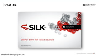 Top front-end techniques for OutSystems
Great UIs
71
See webinar: http://goo.gl/3D2Xqm
 