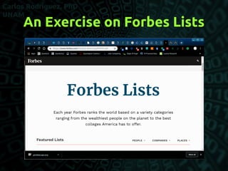 An Exercise on Forbes Lists
 
