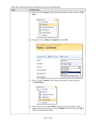 Whats New In Microsoft Windows Share Point Services Feature Walkthrough