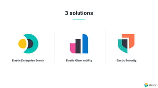 3 solutions
Elastic Enterprise Search Elastic SecurityElastic Observability
 