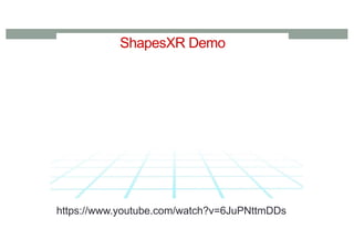 https://www.youtube.com/watch?v=6JuPNttmDDs
ShapesXR Demo
 