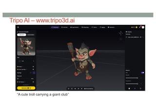 Tripo AI – www.tripo3d.ai
“A cute troll carrying a giant club”
 