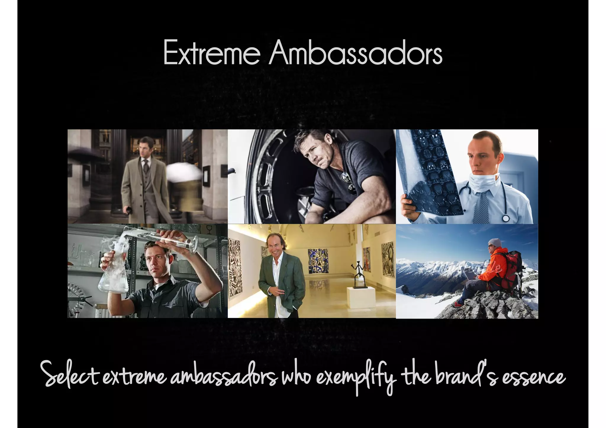 Extreme Ambassadors
Select extreme ambassadors who exemplify the brand’s essence
 
