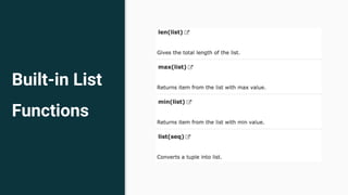 Built-in List
Functions
 