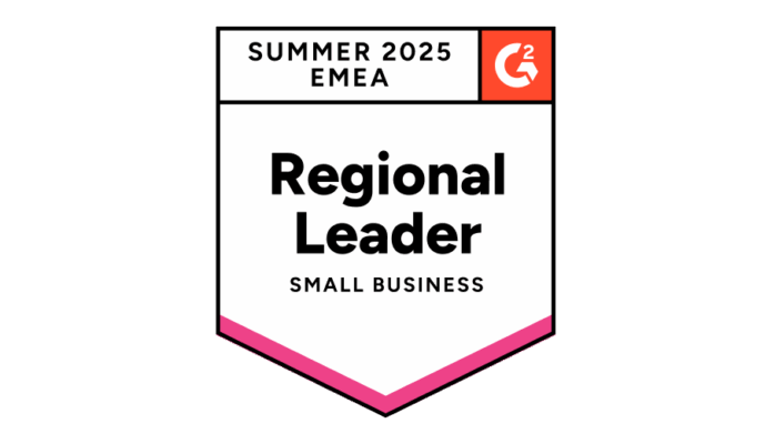 G2 regional leader summer 2025 698x400 award badge