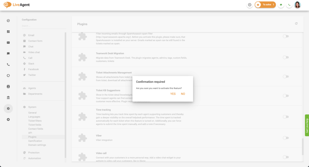 Confirmation plugin