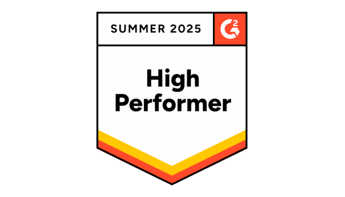 G2 high performer summer 2025 700x400 award badge