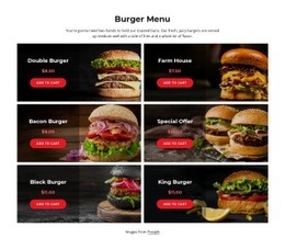 Our Burger Menu - Custom Html Code