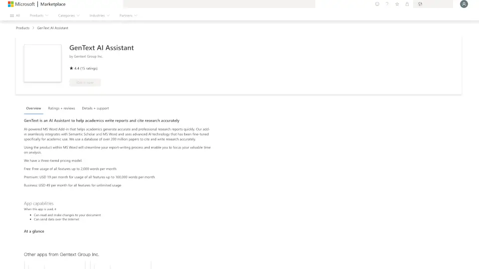 GenText AI Assistant for MS Word
