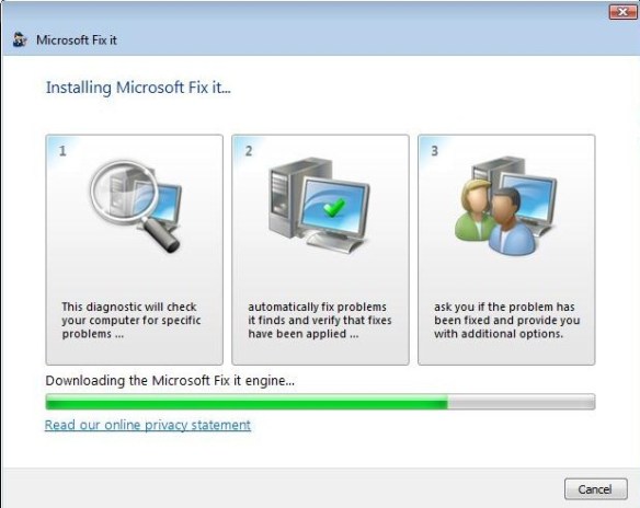 installing Microsoft Fix it