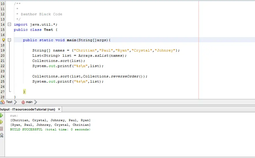Collection Method Sorting in Java Tutorial Using Netbeans IDE