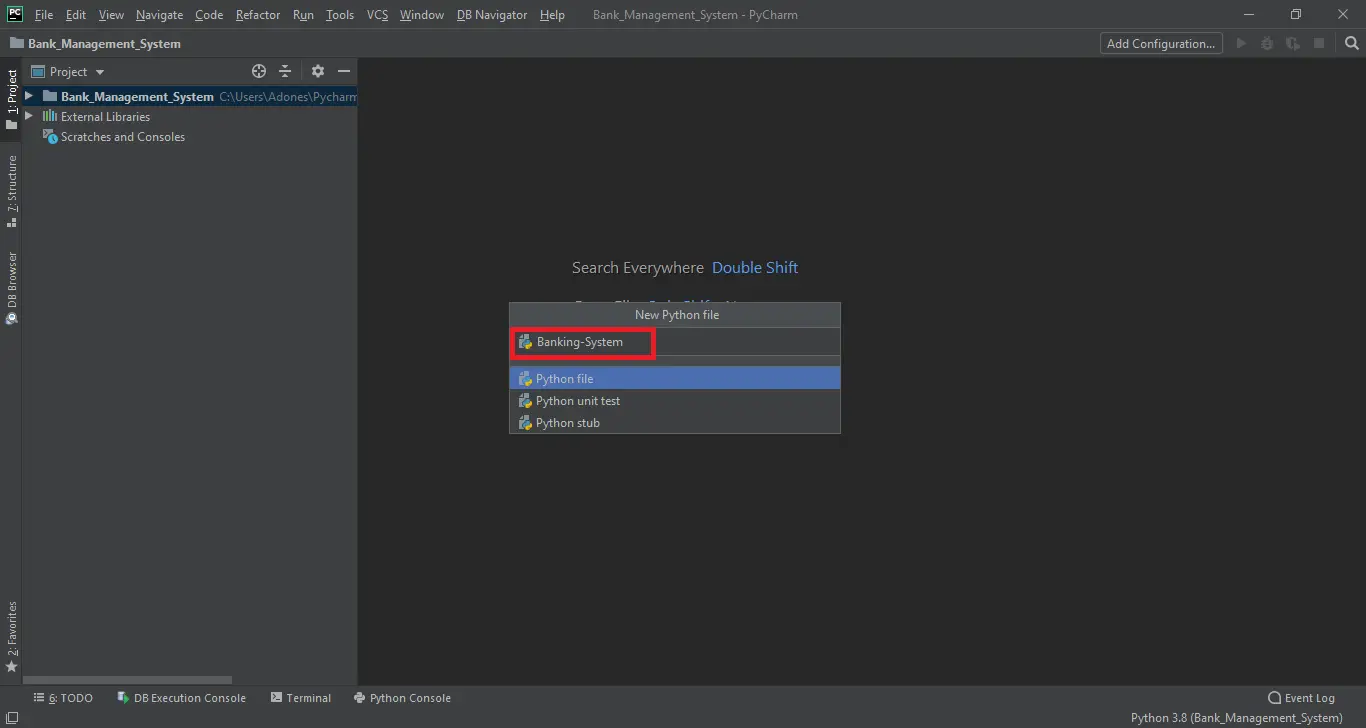 Naming a python file of Bank management system