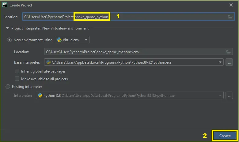 Snake Game Python Code Project Name